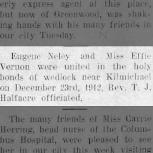 1913 marriage announcement Neely to Vernon
